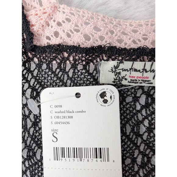 Free People Intimately Tiered For You Maxi Dress Sz S Washed Black Combo Crochet - Picture 7 of 12